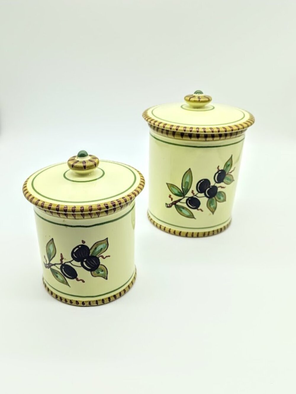 Sberna Deruta Italy Covered Ceramic Canisters